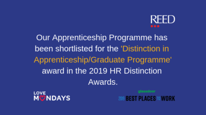 REED Apprenticeships Shortlisted for HR Distinction Award